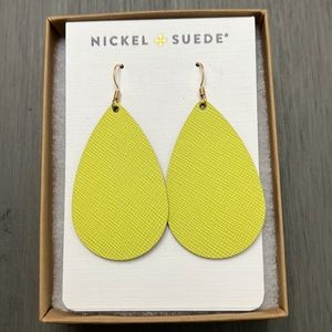 Nickel & Suede Citron Leather Earrings (S)